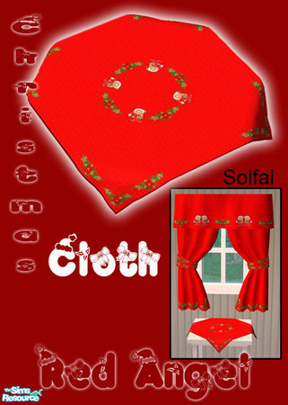 Sims 2 — Christmas Cloth Red Angel by solfal — New curtain and cloth colours for christmas decoration