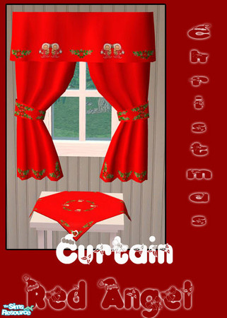 Sims 2 — Christmas Curtain Red Angel by solfal — New curtain and cloth colours for christmas decoration