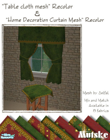 Sims 2 — Home Decoration Curtain & Cloth by Mutske — X-mas Curtains and X-mas Cloth in 16 different fabrics. Original