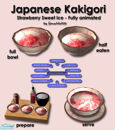 Sims 2 — Japanese Sweet Ice -  Strawberry by Simaddict99 — Available all day under both "serve dessert" &