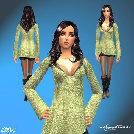 Sims 2 — Glitter Tunic, Hot Shorts, and Boots by ohmyitsnikki — Glitter Tunic, hot shorts, boots and tights. Mesh from