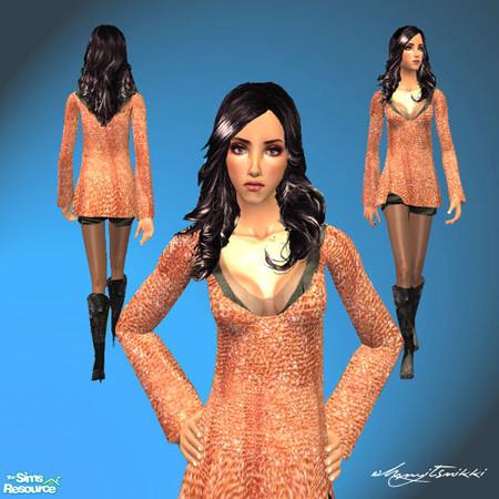 Sims 2 — Glitter Tunic, Hot Shorts, and Boots by ohmyitsnikki — Glitter Tunic, hot shorts, boots and tights. Mesh from
