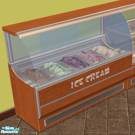 Sims 2 — Diner Surfaces - Med Ice Cream Display by Shannanigan — Matches Maxis Medium Wood OFB Food Display. Requires Ice