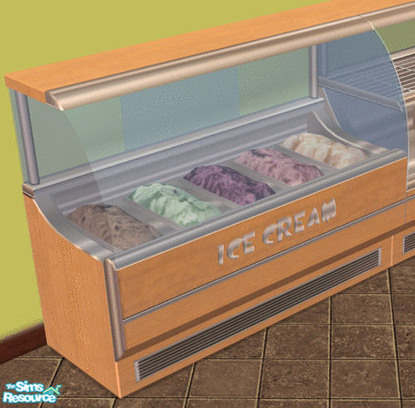 Sims 2 — Diner Surfaces - Light Ice Cream Display by Shannanigan — Matches Maxis Light Wood OFB Food Display. Requires