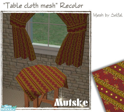 Sims 2 — Home Decoration Cloth Red Stripes by Mutske — X-mas Curtains and X-mas Cloth in 16 different fabrics. Original