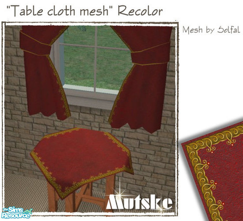 Sims 2 — Home Decoration Cloth Red Edge by Mutske — X-mas Curtains and X-mas Cloth in 16 different fabrics. Original mesh