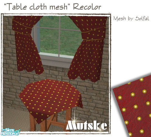 Sims 2 — Home Decoration Cloth Red Dots by Mutske — X-mas Curtains and X-mas Cloth in 16 different fabrics. Original mesh
