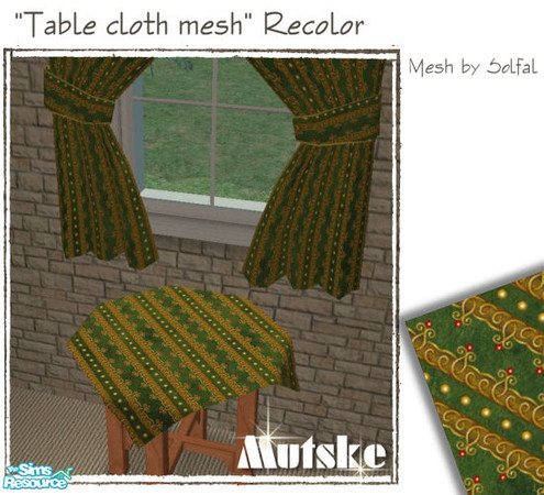 Sims 2 — Home Decoration Cloth Green Stripes by Mutske — X-mas Curtains and X-mas Cloth in 16 different fabrics. Original