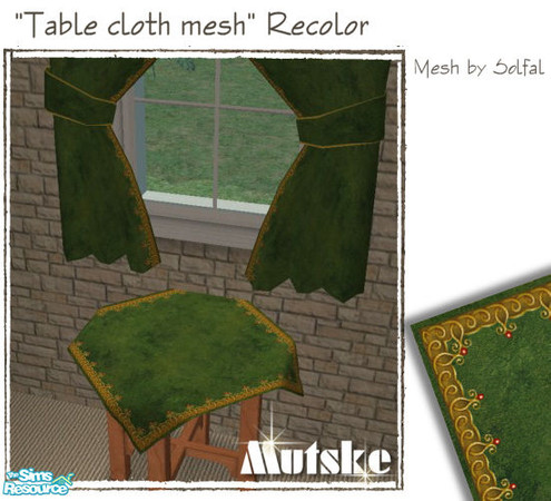 Sims 2 — Home Decoration Cloth Green Edge by Mutske — X-mas Curtains and X-mas Cloth in 16 different fabrics. Original