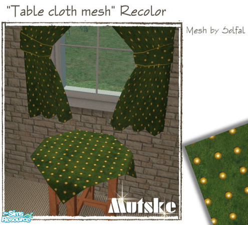 Sims 2 — Home Decoration Cloth Green Dots by Mutske — X-mas Curtains and X-mas Cloth in 16 different fabrics. Original
