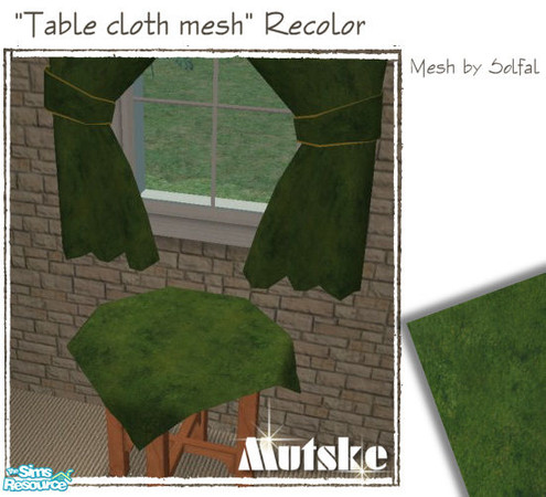 Sims 2 — Home Decoration Cloth Green by Mutske — X-mas Curtains and X-mas Cloth in 16 different fabrics. Original mesh by