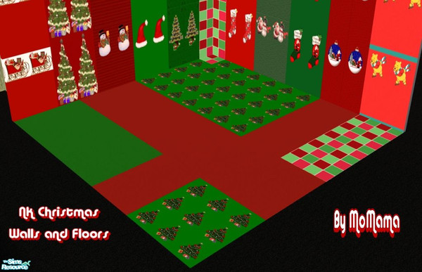 Sims 2 — NK Christmas Walls and Floors by MoMama — A thrown-together collection of Christmas walls and floors so your