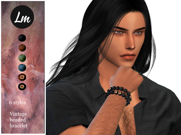 Sims 4 — Vintage beaded bracelet by Lucy_Muni — Wooden beaded bracelet in 6 swatches Get to Work expansion pack required 