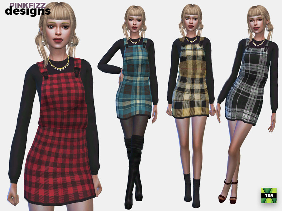 Sims 4 CC Plaid Dress