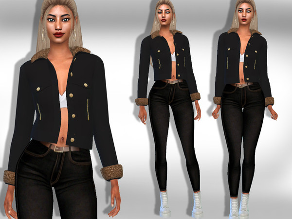 The Sims Resource - Female Black Mesh Jacket
