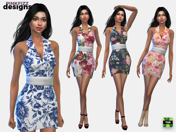 Sims 4 — Short Floral Dress by Pinkfizzzzz — Cute floral dress for your cute sims!!