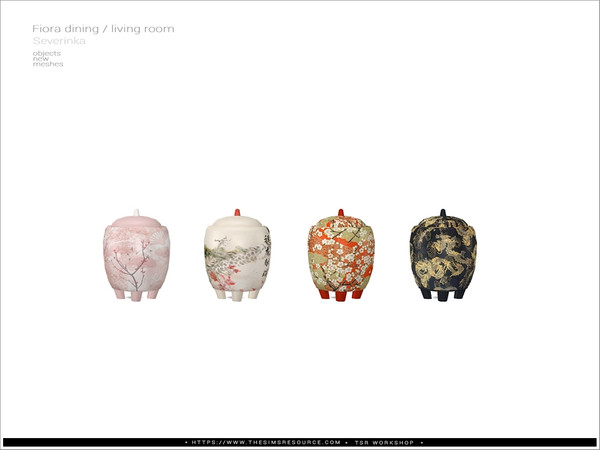 Sims 4 — [Fiora] - vase small by Severinka_ — Vase in the oriental style (small) From the set 'Fiora dining / living room