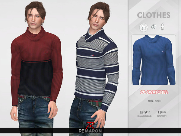 The Sims Resource - Winter Sweater for Men 02