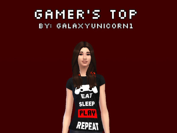 Sims 4 — Gamer's Graphic Tee by GalaxyUnicorn1 — what is a gamer's delight? A gaming top complete with headphones around