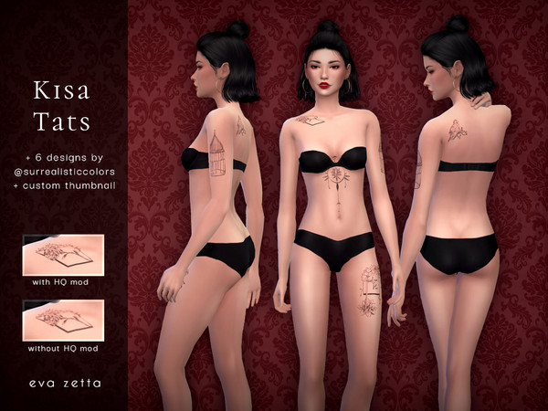 Sims 4 — Kisa Tattoos - Eva Zetta by Eva_Zetta — I collaborated with my friend (@surrealisticcolors on instagram and
