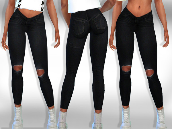 The Sims Resource - Female Black Ripped Jeans