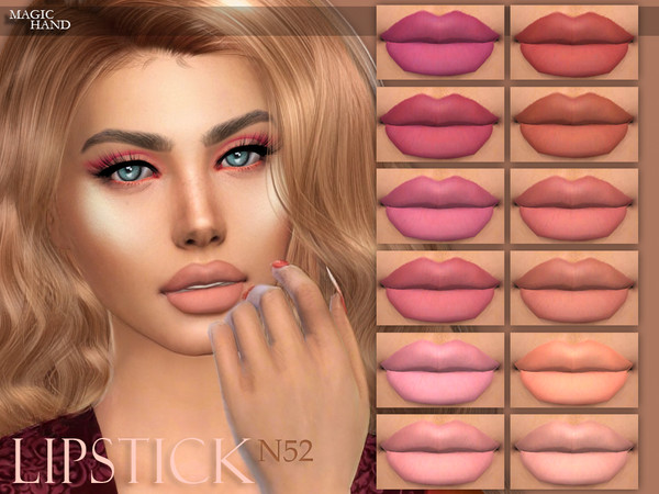 Sims 4 — [MH] Lipstick N52 by MagicHand — --18 available colors-- --Compatible with HQ settings-- --CAS thumbnail--