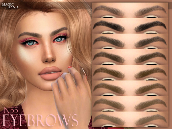 Sims 4 — [MH] Eyebrows N55 by MagicHand — --12 available colors-- --Compatible with HQ settings-- --CAS thumbnail--