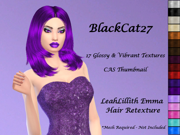 Sims 4 — BlackCat27 LeahLillith Emma Hair Retexture by BlackCat27 — LeahLillith's Emma hair, brought to you in 17 glossy