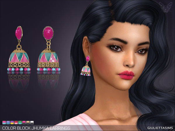 Sims 4 — Color Block Jhumka Earrings by feyona — The project that I poured my heart into. I hope that you will like them.