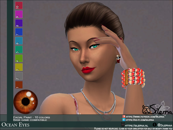Sims 4 — Ocean Eyes by Silerna — Hand drawn eyes for your sims! in 10 different colors. - Base game compatible - Facial