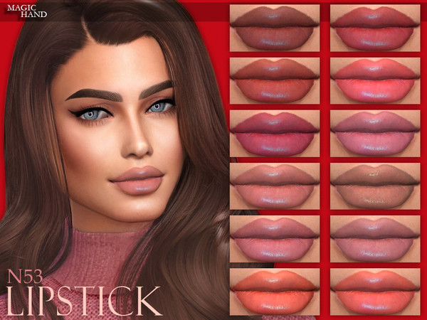 Sims 4 — [MH] Lipstick N53 by MagicHand — --16 available colors-- --Compatible with HQ settings-- --CAS thumbnail--