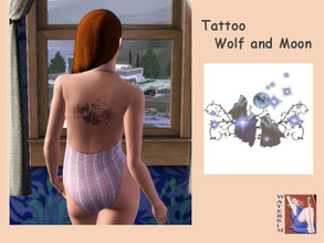 Sims 3 — ws Wolf and the Moon Tattoo by watersim44 — Selfmade created Tattoo for your Sims. Wolf and Moon in the Night -