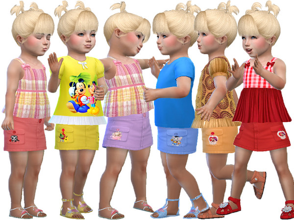 Sims 4 — Toddler denim skirt recolor (Base game) by TrudieOpp — Toddler denim skirt recolor in 6 colors