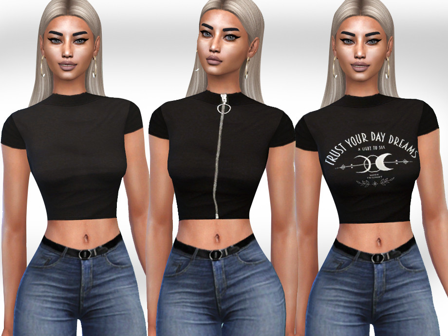 tilstrækkelig Blinke for ikke at nævne The Sims Resource - Female Black Style Tops