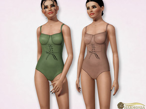 Sims 3 — Corset Front Swimsuit by Harmonia — 3 color. recolorable Please do not use my textures. Please do not re-upload.