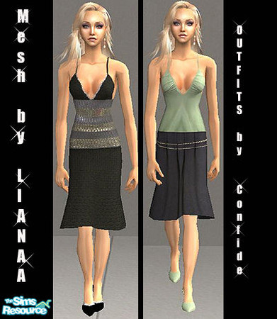 Sims 2 — Chic by confide — Set of 3 recolors based on a great mesh made by Lianaa. No EP required ! Needs mesh 005 .