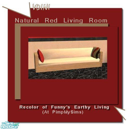 Sims 2 — Natural Red- Living Sofa by vdini — Sofa for the Natural Red Living Set. Please get mesh from link provided