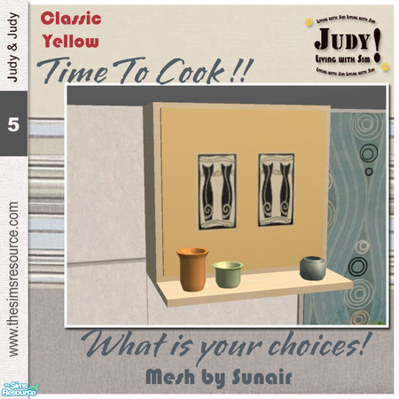Sims 2 — Judy PMW Kitchen Yellow - Cabinet by judyhugsnoopy — Classic Yellow color with unique design. It is time to