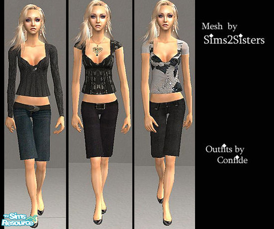 Sims 2 — Casual Chic by confide — Set of 3 recolors based on a wonderful mesh made by Sims2Sisters. No EP required !