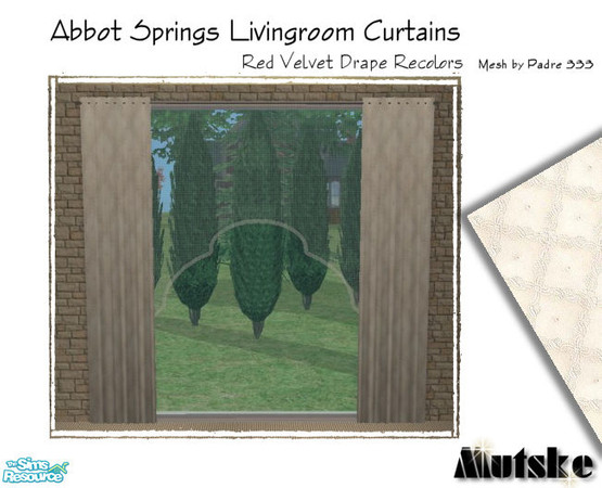 Sims 2 — Abbot Springs Curtains - White Luxe by Mutske — Again some recolors for the Red Velvet Drape Curtains. Please