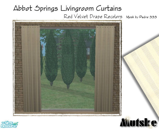 Sims 2 — Abbot Springs Curtains - White by Mutske — Again some recolors for the Red Velvet Drape Curtains. Please