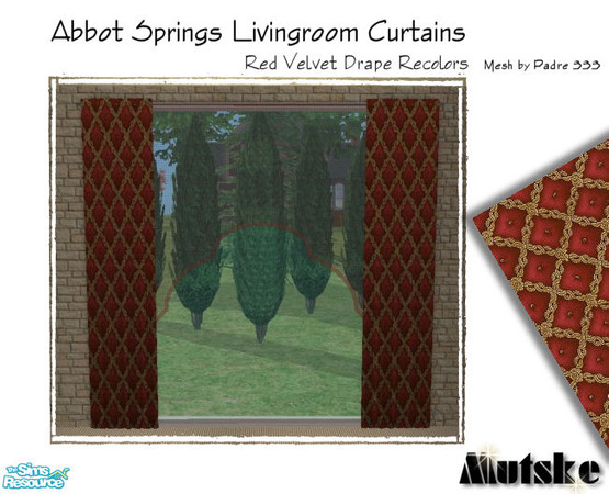 Sims 2 — Abbot Springs Curtains - Red Luxe by Mutske — Again some recolors for the Red Velvet Drape Curtains. Please