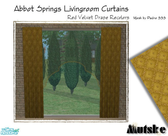 Sims 2 — Abbot Springs Curtains - Gold Luxe by Mutske — Again some recolors for the Red Velvet Drape Curtains. Please