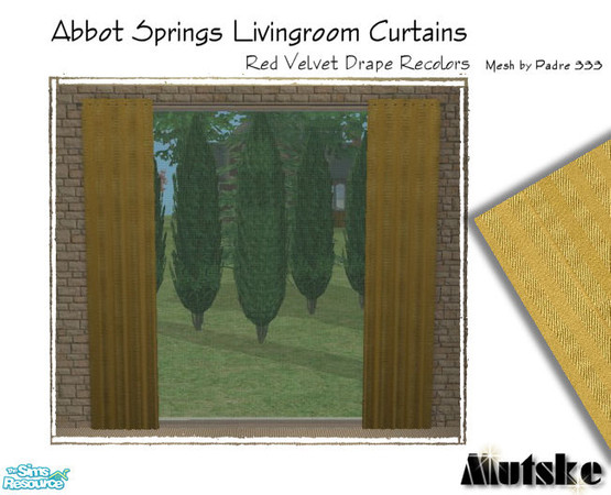 Sims 2 — Abbot Springs Curtains - Gold by Mutske — Again some recolors for the Red Velvet Drape Curtains. Please download