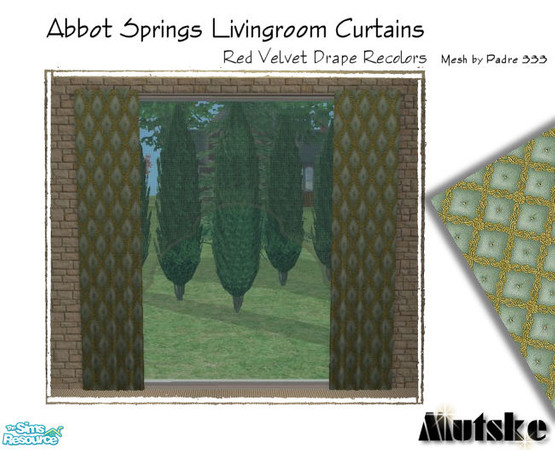 Sims 2 — Abbot Springs Curtains - Green Luxe by Mutske — Again some recolors for the Red Velvet Drape Curtains. Please