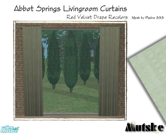 Sims 2 — Abbot Springs Curtains - Green by Mutske — Again some recolors for the Red Velvet Drape Curtains. Please