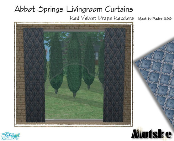 Sims 2 — Abbot Springs Curtains - Blue Luxe by Mutske — Again some recolors for the Red Velvet Drape Curtains. Please