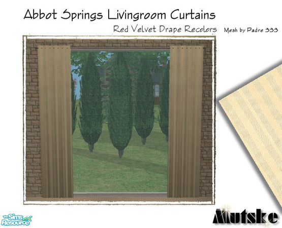 Sims 2 — Abbot Springs Curtains - Beige by Mutske — Again some recolors for the Red Velvet Drape Curtains. Please