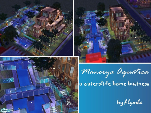Sims 2 — Manorya Aquatica by Alyosha — A waterslide wonderland lot... great for a homebusiness. Welcome to Manorya