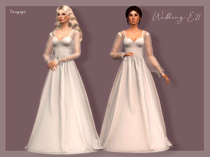 The Sims Resource - Sims 4 - Formal - laupipi - Wedding Dress DR-392. 